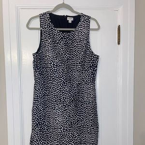 J.Crew factory basketweave sheath navy and white dress.
